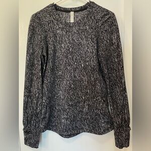 Lululemon Extra Mile Long Sleeve Running Luon Suited Jacquard Black White